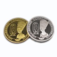 【CC】❇  Egypt Cleopatra Gold Plated Coin Egyptian Nefertiti Commemorative Coins Tourism