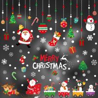 Christmas Stickers Decorations Shopping Mall Glass Showcase Scene Layout PVC Wall Stickers Showcase Decorative Wallpapers