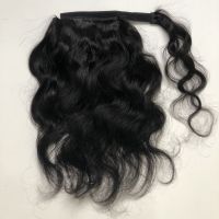 HUMAN HAIR วิกผมจริงวิกผมเวลโครหางม้า WRAP TAIL จุดสีดำธรรมชาติ