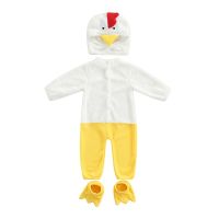 （Good baby store） Infant Baby Girls Boys Chicken Costume Long Sleeve Button Down Jumpsuit with Hat and Shoes Set