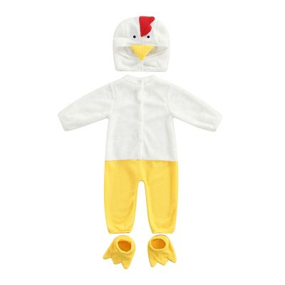 （Good baby store） Infant Baby Girls Boys Chicken Costume Long Sleeve Button Down Jumpsuit with Hat and Shoes Set