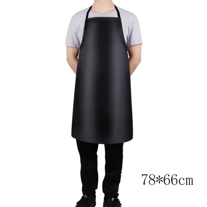 pu-leather-waterproof-apron-thickened-lengthened-anti-fouling-oil-proof-restaurant-cooking-chef-apron-clean-black-apron-aprons