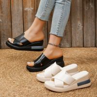 Wedge Heel Sandals Womens 2023 Summer New Fashion Muffin Open-toe Fairy Style Outside Wear Thick-soled Shoes Women