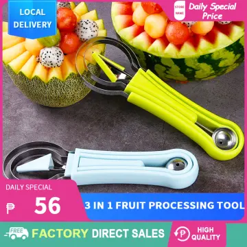 1pcs Melon Baller Scoop Set,Professional 4 In 1 Stainless Steel Fruit  Carving Tools Knife Kit,Fruit Scooper Seed Remover Watermelon Knife for Ice  Cream Melon,Dig Pulp Separator Fruit Slicer