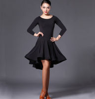 Sexy Long Short-Sleeve Latin Dance One-Piece Dress for Women Ballroom Tango Cha Cha Dance Skirt Latin Dance Competition Dress