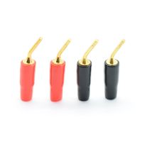 4pcs/lot 2mm Red amp; Black Gold-plated Copper Banana Plugs Adapter Speaker Audio Wire Cable Connector bent Pin Plugs