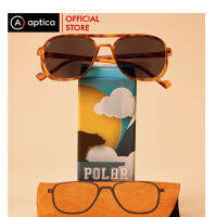 APTICA Polar Pilot Demi Amber แว่นกันแดด กันUV100 พร้อมค่าสายตา +0.0 ถึง +3.00 ทรงนักบิน น้ำหนักเบา พร้อมถุงนิ่ม +กล่อง