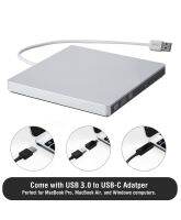 USB ภายนอก Type-C 3.0 DVD RW CD Writer เครื่องอ่านไดรฟ์ออปติคัลแบบบางถาดเครื่องเล่นแบบพกพาสำหรับ Macbook Pro/air