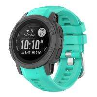 สำหรับ Garmin Instinct 2S เหล็กซิลิโคนสแตนเลสสายนาฬิกาแบบมีหัว (สีเขียวทะเลสาบ) (ขายเอง)