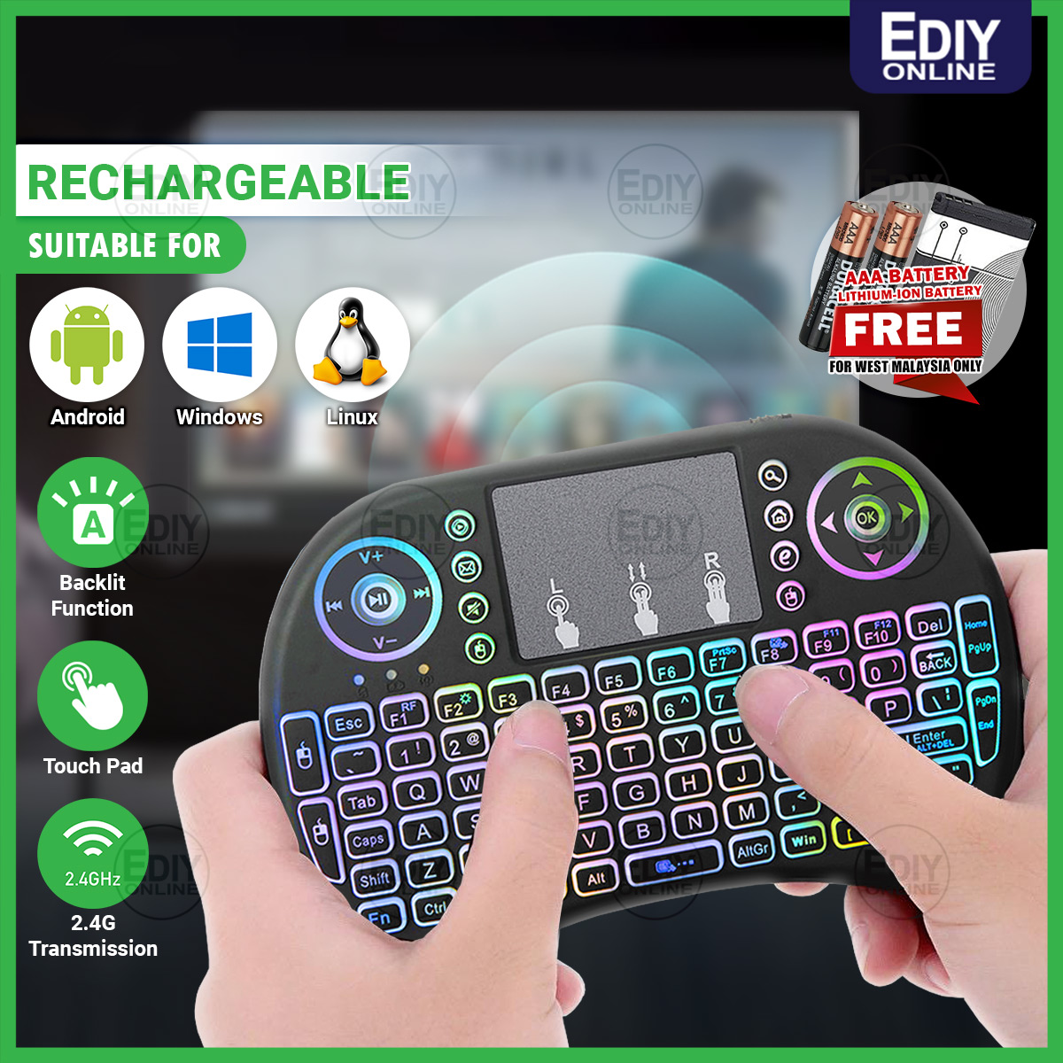 I8 AIR MOUSE FLY MOUSE USB WIRELESS KEYBOARD TOUCHPAD KEYPAD REMOTE Control FOR ANDROID SMART TV PC LAPTOP PS CCTV KARAOKE svicloud digital DECODER PS3 PS4 Xbox Smart TV Ediyonline Ediy