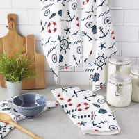 Anchor Lighthouse Compass Microfiber Kitchen Hand Towel Dish Cloth Tableware Household Cleaning Towel Utensils for Kitchen Dish Cloth  Towels