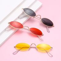 Retro Small Oval Sunglasses Women Vintage Brand Shades Black Red Metal Color Sun Glasses For Female Fashion Designer Lunette