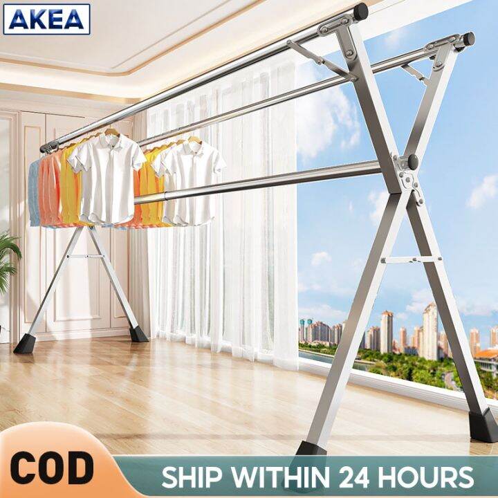 [Same Day Pickup] Foldable Sampayan Stainless Clothes Hanger Rack