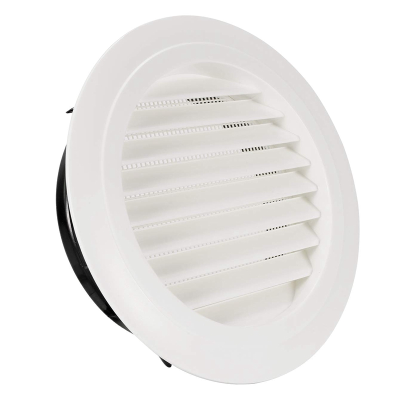 Grill Cover Built-in Insect Screen Round Air Vent Louver HVAC Vents for Bathroom Home Office Vent Systems 5 Inch White Soffit Vent Cover Kitchen 
