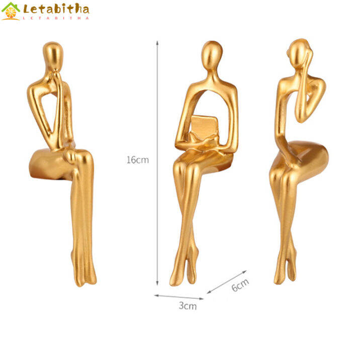 ประติมากรรมรูปปั้นนักคิดแนวนามธรรม3ชิ้นอุปกรณ์ประดับตกแต่งเรซิ่นงานประดิษฐ์บ้านสำหรับห้องนั่งเล่นห้องนอน