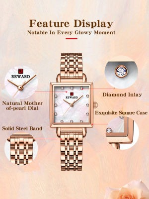 HotREWARD การออกแบบใหม่นาฬิกาควอตซ์สำหรับผู้หญิงแฟชั่นสบายๆที่มีคุณภาพสูงนาฬิกาข้อมือสแตนเลสนาฬิกาข้อมือหญิง