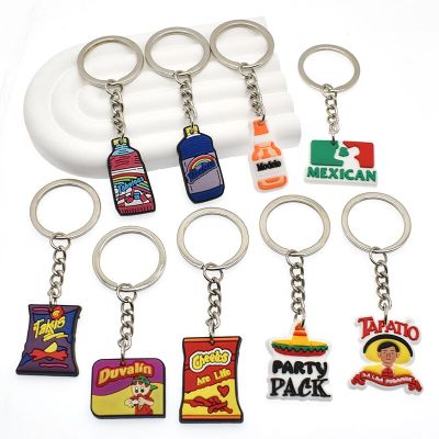 1PCS Creative PVC Mexican food French Fries Keychain bag pendant bottle Noodle promotion gift event giveaway pendant Key Chains
