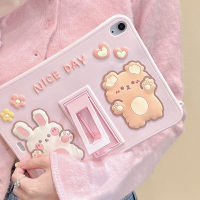 Rivel Casing Tablet ขาตั้งพับได้นิ่มซิลิโคนรูปการ์ตูนน่ารัก3มิติสำหรับ iPad Mini 6 5 4 3 2 1 iPad 9.7 5th 6th Air 3 4 5 iPad 10.2 7th 9th 10th Gen iPad Pro 11นิ้ว iPad Pro 12.9 2022 2021 2020เคส iPad ด้วยการสนับสนุนผู้ถือ