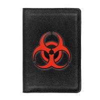[แฟชั่น] สัญลักษณ์ Biohazard ที่ไม่ซ้ำใครปกหนังสือเดินทางผู้ชายผู้หญิงหนัง Slim ID Card Travel Holder Pocket Wallet Purse Money Case