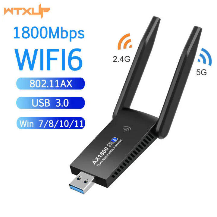 1800Mbps Dual Band WiFi 6 USB Adapter Network Dongle Wireless 802.11ax ...