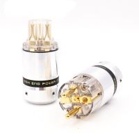 OEM 1pair Hifi audio Transparent 24K Gold Plated Power cable EUR Schuko EU power plug extension adapter