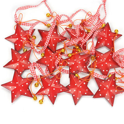 Christmas Decorations For Home 12pcs Vintage Metal Christmas Star With Small Gold Bell Tree Decoration 2021 Ornament Handmand