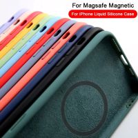 เคสซิลิโคนของเหลวแม่เหล็ก,สำหรับ iPhone 14 12 11 13 Pro Max Mini 8 Plus SE สำหรับ Magsafe เคสชาร์จไร้สาย XR XS ปกสูงสุด