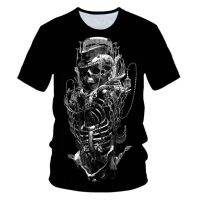 แบรนด์ Skull T-shirt ผู้ชายพังค์ตลกเสื้อยืดเลือดอะนิเมะเสื้อผ้าท่าทางเสื้อ 3D พิมพ์เสื้อโลหะเด็กผู้ชายเสื้อผ้าเด็ก XS-5XL