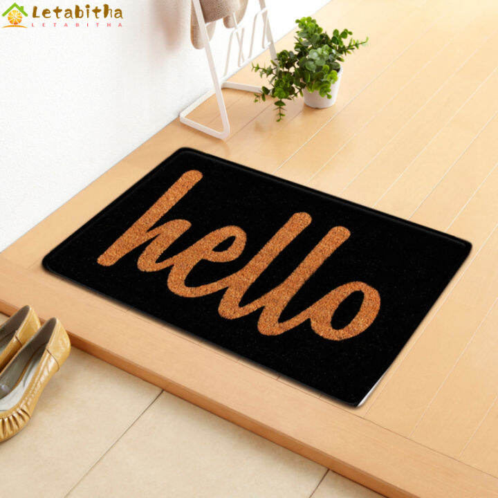 พรมเช็ดเท้าหน้าประตูลาย-hello-สำหรับฤดูร้อนขนาด40x60ซม-60x90ซม-พรมเช็ดเท้ากันป้องกันการลื่นสำหรับทางเข้าห้องน้ำห้องนอน