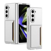 เคสโทรศัพท์แฟชั่น HOCE สำหรับ Samsung Galaxy Z Fold 5พร้อมช่องเสียบบัตรเป็นหนังเคสสำหรับกาแล็คซี่ Z Fold5เคสป้องกันบางพิเศษ