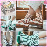 XUESHE Women Ankle Cute Knit Striped Socks Cotton Elastic Hosiery