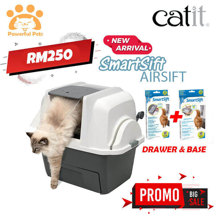 Catit Smartsift Airsift Smart Sift Hooded Cat Litter Box Toilet Pan Litter Tray No Scoop Litter
