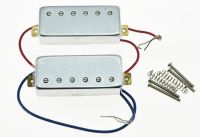 KAISH Chrome LP Guitar Mini Humbucker Neck Bridge Pickup Set 6.5K Pickups for LP