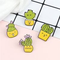 Potted Plants Enamel Pin Cartoon Smile Kiss Cactus Brooches Clothes Shirt Lapel Backpack Badges Flowers Jewelry Gift for Friends