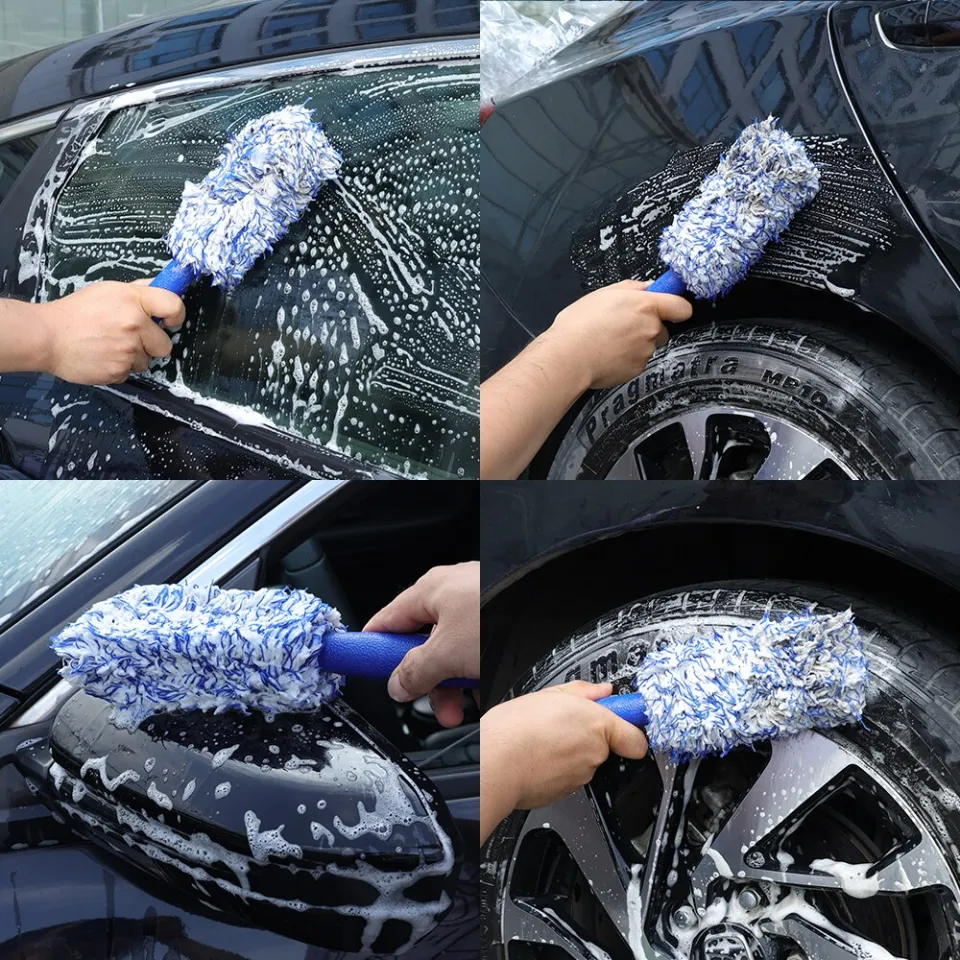 1/2PCS Wheel Brush Plush Soft Wheel Cleaning Brush Car Tire Rims Detailing  Long Handle Brushes Car Maintenance Cleaning Tools