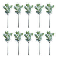 33cm Artificial Green Leaf Plants Silk Senecio Cineraria Room Table Decor Dusty Miller Garden Hotel Fake Flowers, 10 Pcs