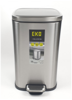 P&amp;P EKO ถังขยะขาเหยียบเหลี่ยม 12 ลิตร รุ่น EK9384MT สีเงิน