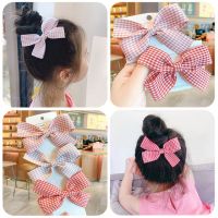 (order 2 get 1 free)Bow knot hair pin baby hair clip checked kids hair clip