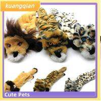 KUANGQIAN ของเล่นสำหรับกัดแบบโต้ตอบสำหรับสุนัขตุ๊กตามีเสียงเมื่อบีบสิงโต/เสือ/เสือดาวของเล่นตุ๊กตาน่ารักงับให้เกิดเสียง