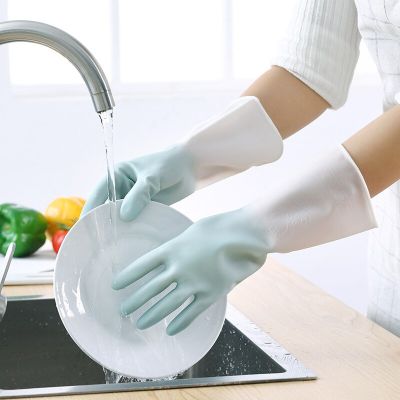 Kitchen dish washing clothes rubber thin durable waterproof two-color household cleaning gloves Safety Gloves