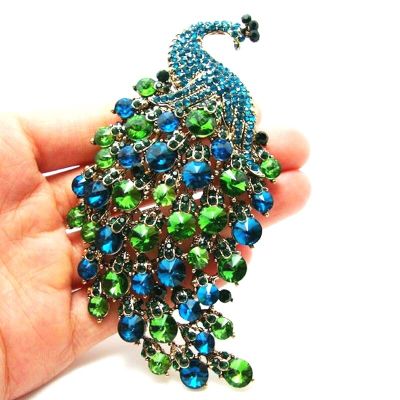 High Quality Fashion Fantasy Color Rhinestone Zircon Peacock Brooch for Women Attending Banquet Prom Dress Accessories Pin