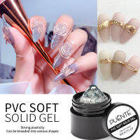 PUENTE 4 In 1 PVC Soft Solid Gel 5ML การสร้างสเตอริโอ Carve Gel Soak Off UV LED 3D ประติมากรรมโปร่งใสสี Hard Nail Art Gel