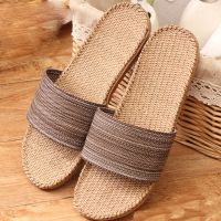 New 5 Colors Linen Indoor Women Slippers 35-45 Big Size WomanMen Flat Slides