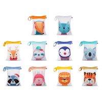 Baby Diaper Bag Cartoon Print Waterproof Wet Dry Nappy Zipper Handbag Stroller Carry Pack Outdoor Wet Diaper Pouch