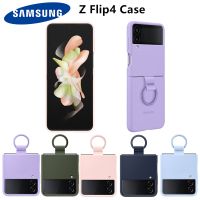 ✣ Original Samsung Z Flip4 5G Silicone With Ring Case For Samsung Galaxy Z Flip 4 Phone Cover Clear Cases EF-PF721