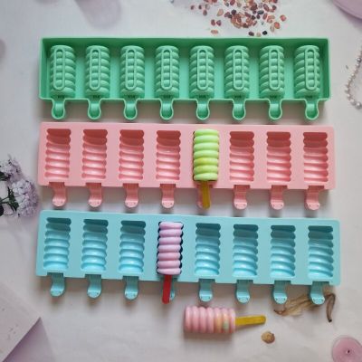 8 Cavities Ball String Ice Cream Silicone Mold Chocolate Candy Jelly Summer Frozen Making Tool DIY Cake Decor Baking Mold Gift Ice Maker Ice Cream Mou