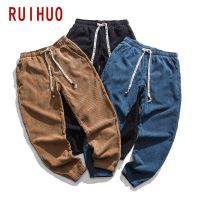 RUIHUO 2023 New Corduroy Harem Pants Men Trousers Casual Joggers Pants Men Sweatpants Hip Hop Streetwear Male Plus Size M-5XL