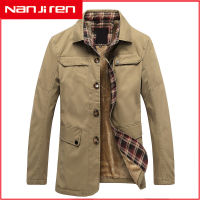 Nanjiren Chaqueta De Cuero Kontaktico Para Hombre,Ropa De Calle De Estilo Largo,Solido,Polar,Dine Dine,Con Botones