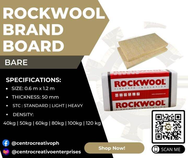 ROCKWOOL BOARD BARE 0.6m x 1.2m This product is used for Noise