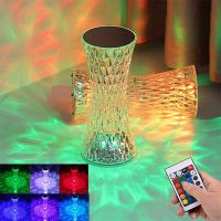 Diamond Table Crystal Lamp Projector USB Rechargeable Desk Lamps Xmas Acrylic Decor Night Lights Bedroom Bedside Led Lighting